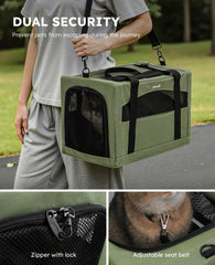 Pecute cat carrier hidden partition interior highlights calming hiding zone for anxious pets.