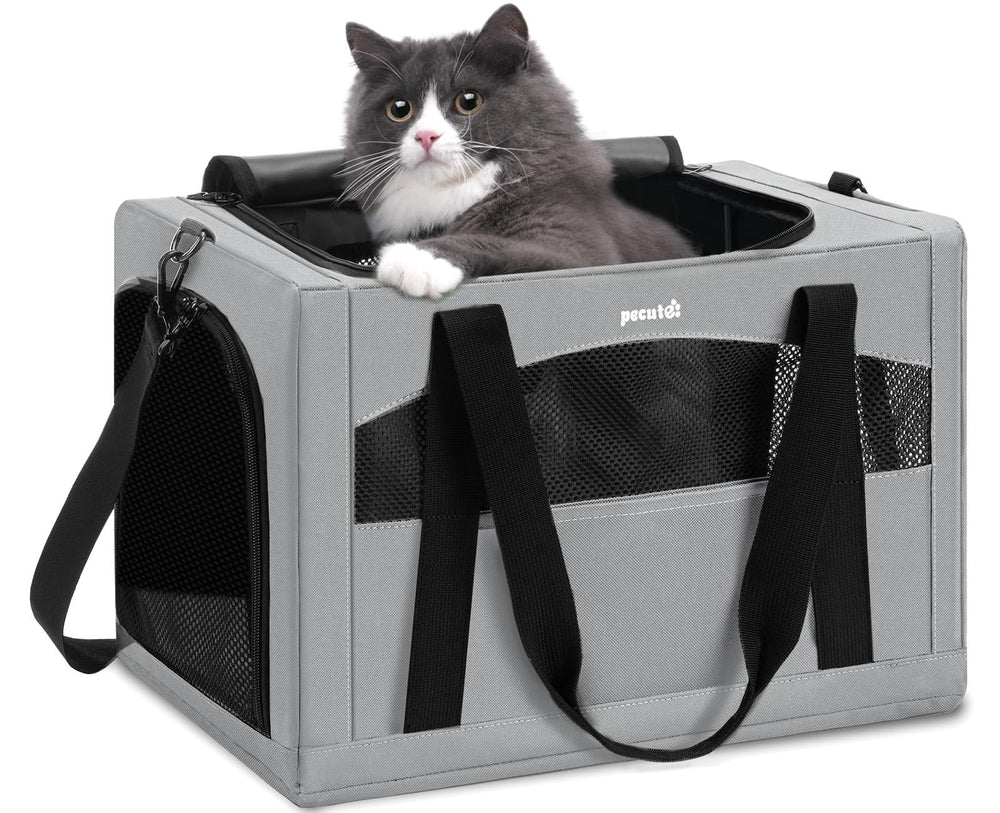 Pecute cat carrier with stable structure ensures secure travel and resists collapse on rough roads