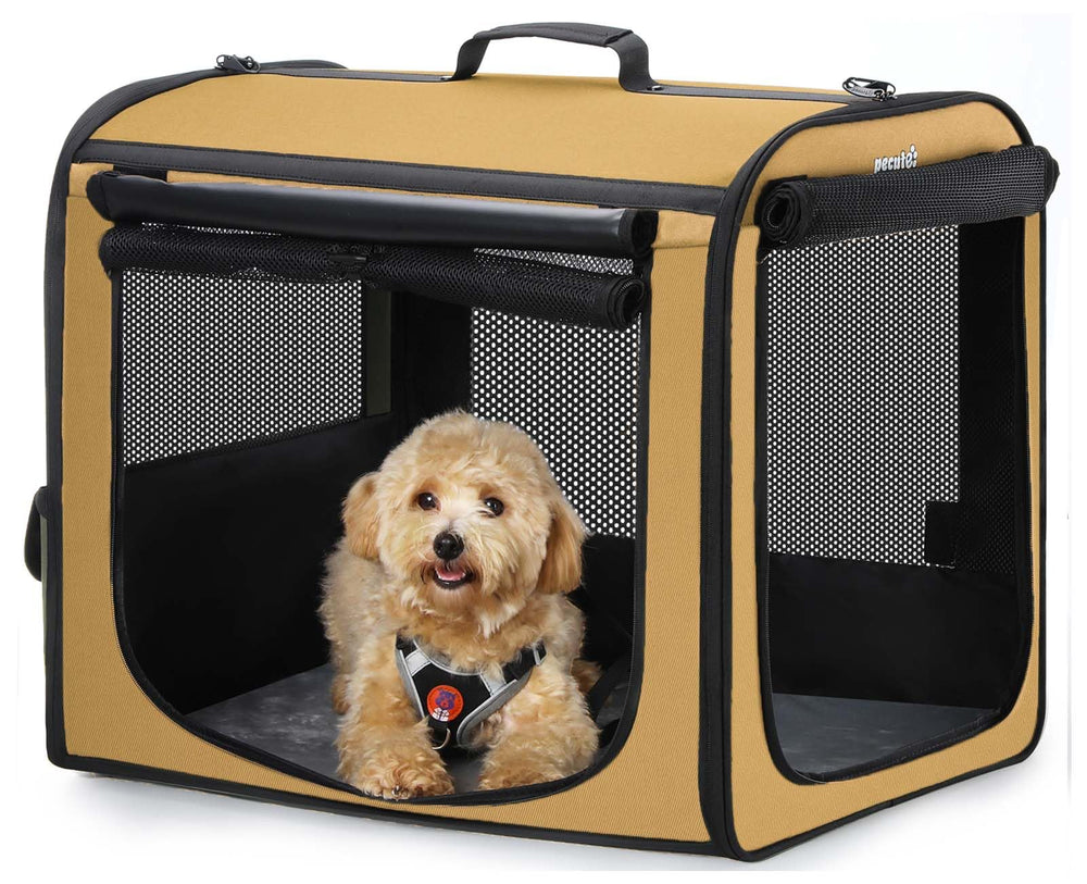 Pecute dog car crate with dimensions 24x17.7x20.5 inch interior provides comfortable travel space.