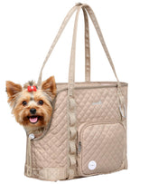 Pecute dog purse carrier side view shows lightweight design for easy carrying.