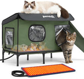 Pecute outdoor heated cat house large front view for durable winter warmth