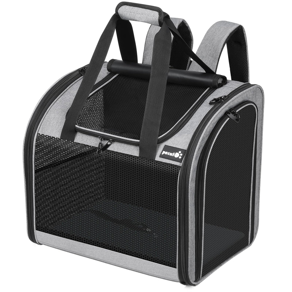 Pecute pet backpack widened interior for comfortable travel.