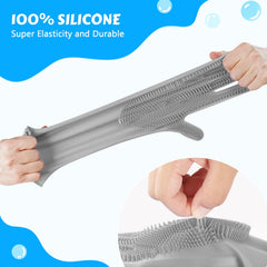 Pecute Pet Grooming Gloves anti-slip interior keeps gloves secure during scrubbing.