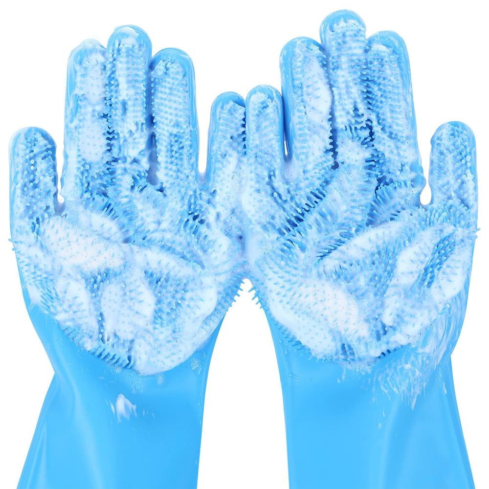 Pecute pet grooming gloves large hand-on view for comfortable grooming.
