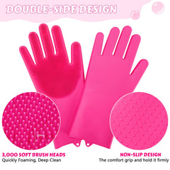 Pecute pink gloves heat-resistance label demonstrates up to 450°F safety