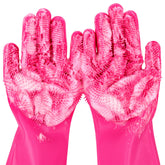 Pecute pet grooming gloves pink outer view highlight silicone design for easy grooming