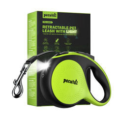 Pecute retractable leash with light in use for safe night walks