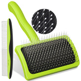 Pecute slicker brush front view showing ergonomic design for easy grooming.