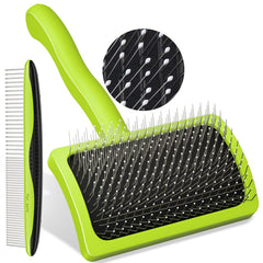 Pecute slicker brush front view showing ergonomic design for easy grooming.