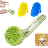 Peehss dog bath brush set with ergonomic ring for comfortable grooming.
