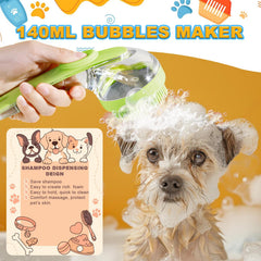 Peehss dog brush showing built-in shampoo dispenser for quick lather.