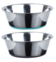 PEGGY11 deep stainless steel anti-slip dog bowls show a 2-pack with 6-cup capacity for steady meals.