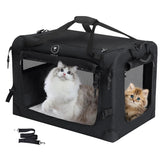 Pegic extra-large cat carrier front view shows sturdy frame for safe car travel.