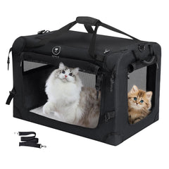 Pegic extra-large cat carrier front view shows sturdy frame for safe car travel.