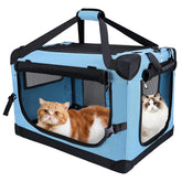PEGIC large cat carrier teal soft sided front view for easy car travel.