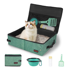 Peipaws litter box travel open, showing spacious interior for convenient hotel or car trips.