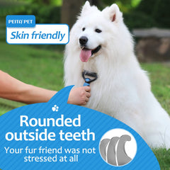 PEITA PET rounded teeth close-up showing skin-friendly grooming.