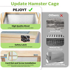 PEJOYT large hamster cage acrylic windows provide clear visibility
