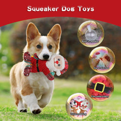 PELTEFLU Christmas Santa Claus squeak toy—engaging entertainer during fetch and tug.