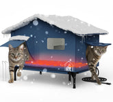 PELUMOZ extra-wide cat house front view for winter shelter and warmth.