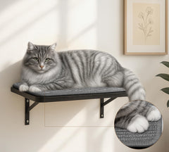 PEL UMOZ Cat Wall Shelves grey sisal cushion close-up highlighting scratch-friendly surface.