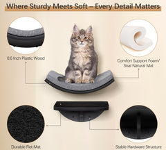 PELUOMOZ cat wall steps soft felt pad protects paws and cushions landings.