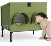 PELUMOZ Outdoor Cat Feeding Station front view showing weatherproof dining shelter