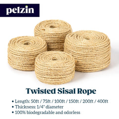 Pelzin Natural Sisal Rope cat-tree repair suitable for wrapping posts and extending life.