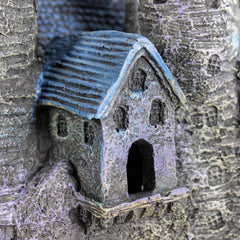 Penn-Plax Age-of-Magic Wizard’s Castle Part B tower detail showcases archways and vibrant roofs.
