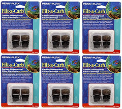 Penn-Plax Filt-A-Carb six-pack units for aquarium filtration, helping maintain clear water and stable chemistry