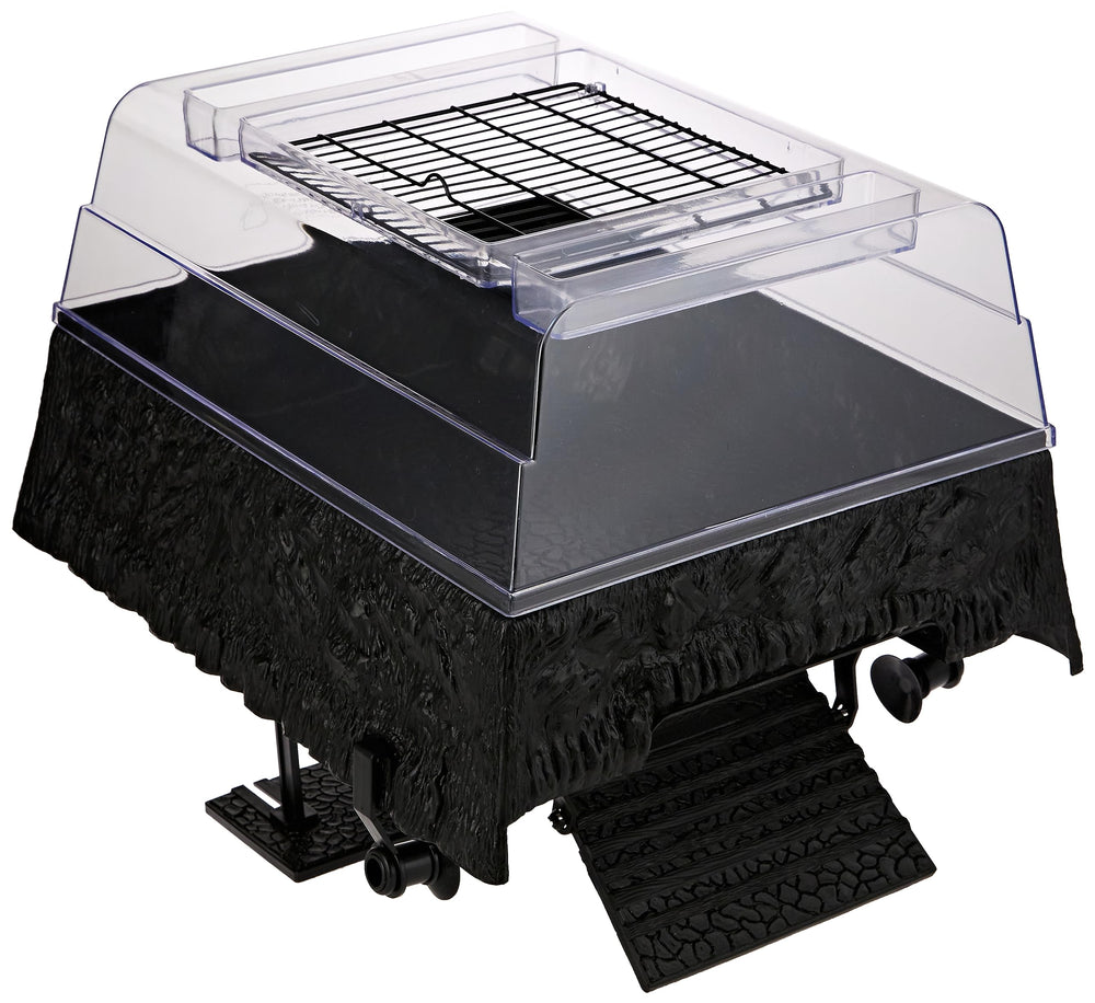 Penn-Plax Reptology Turtle Topper mounted on a tank for safe above-water basking.