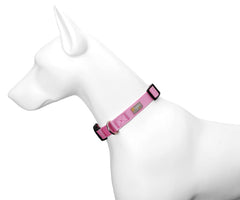 Penseepet pink collar uses heavy-duty stitching for durability during active walks.