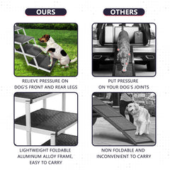 PENSUN dog stairs easy-unfold with secure latch for stable use.