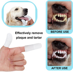 PenVinoo finger brush in use for multi-angle pet cleaning
