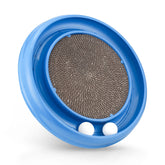 Peomliee cat scratching board ball track in blue encourages interactive play and swift chase.