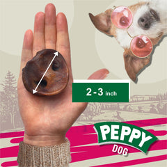 PEPPY DOG pig snouts natural ingredients close-up showing texture and chew appeal.