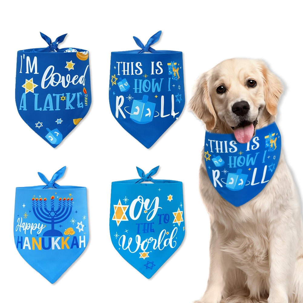 Percozzi Hanukkah bandanas front view show festive style for dogs.