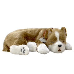 Perfect Petzzz pit bull lifelike close-up with soft synthetic fur for comforting companionship.