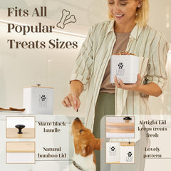 PERFNIQUE dog treat container with matte black handles adds convenience and style.