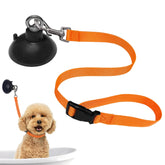 Periflowin dog bath tether with heavy suction cup for steady bathing.