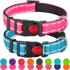 Perperqer reflective dog collar pink enhances evening visibility for safe walks