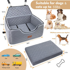 Persure dog car seat installation view demonstrates quick setup with belt-through anchors