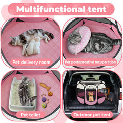 Persure dog cat playpen pink top view highlights airflow and visibility