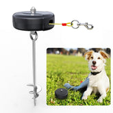 Pestairs 30ft retractable tie-out cable showing extended reach and tangle-free roaming.