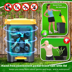 Pestairs inner bucket removal for quick waste bag changes.