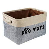 PET ARTIST dog toy basket gray front view for clutter-free living room organization