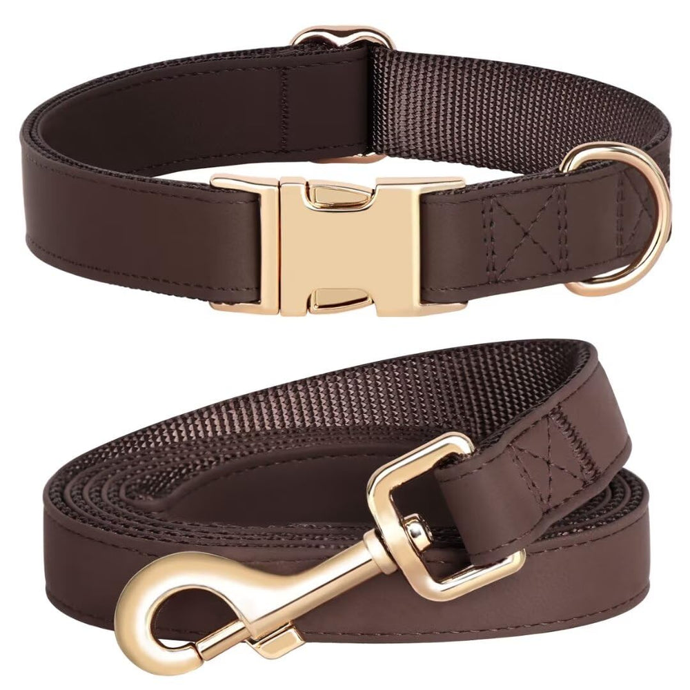 Pet Artist Soft PU Leather Collar closeup shows comfortable daily-walk wear.