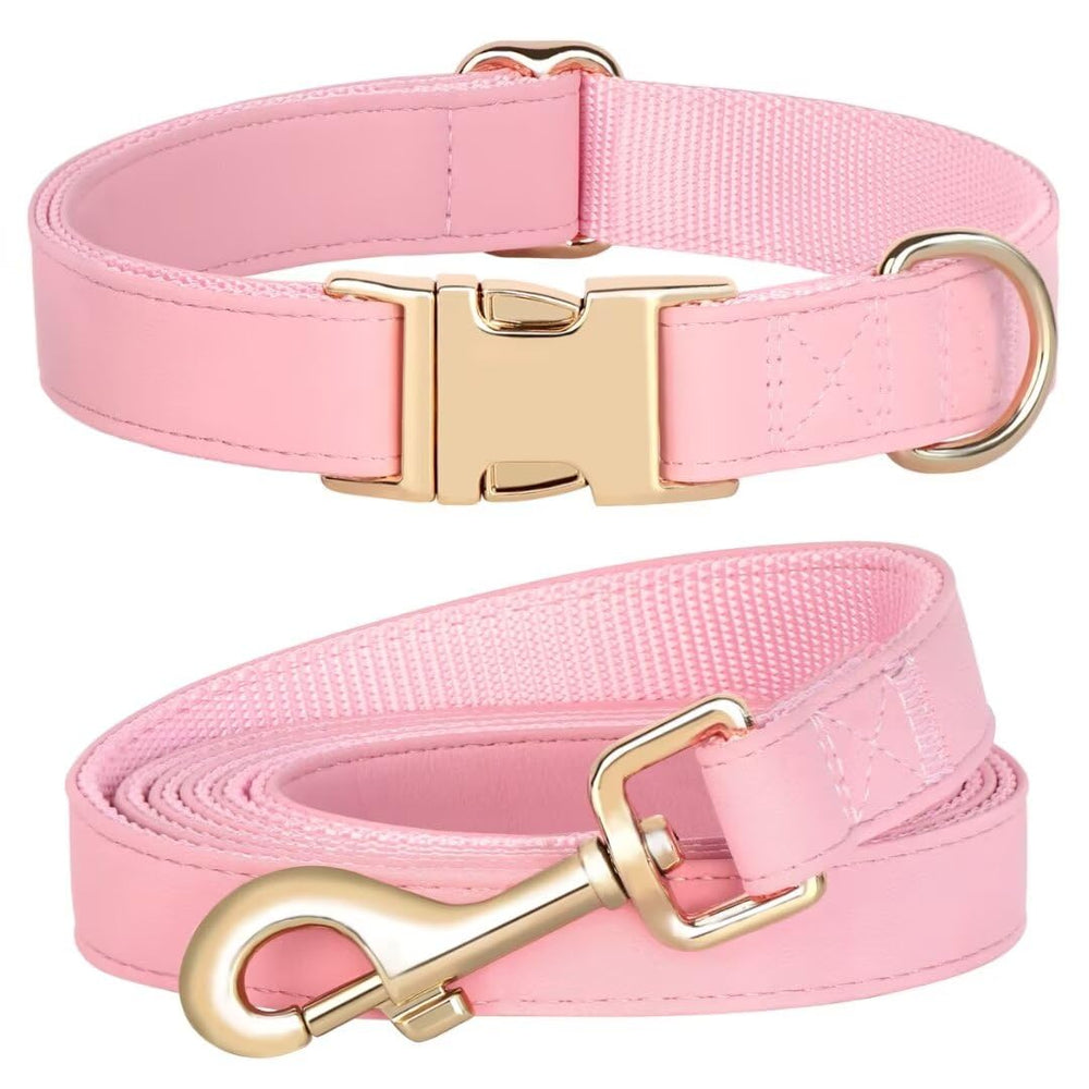 PET ARTIST Soft PU leather collar pink closeup for daily comfort on walks