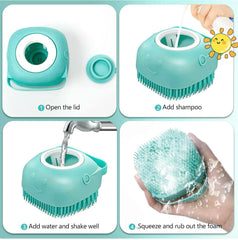 Pet Bath Massage Brush ergonomic non-slip grip for comfortable bathing on wet fur