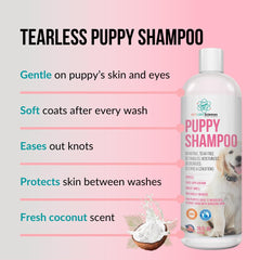 PET CARE Sciences puppy after bath with clean coat and healthy shine